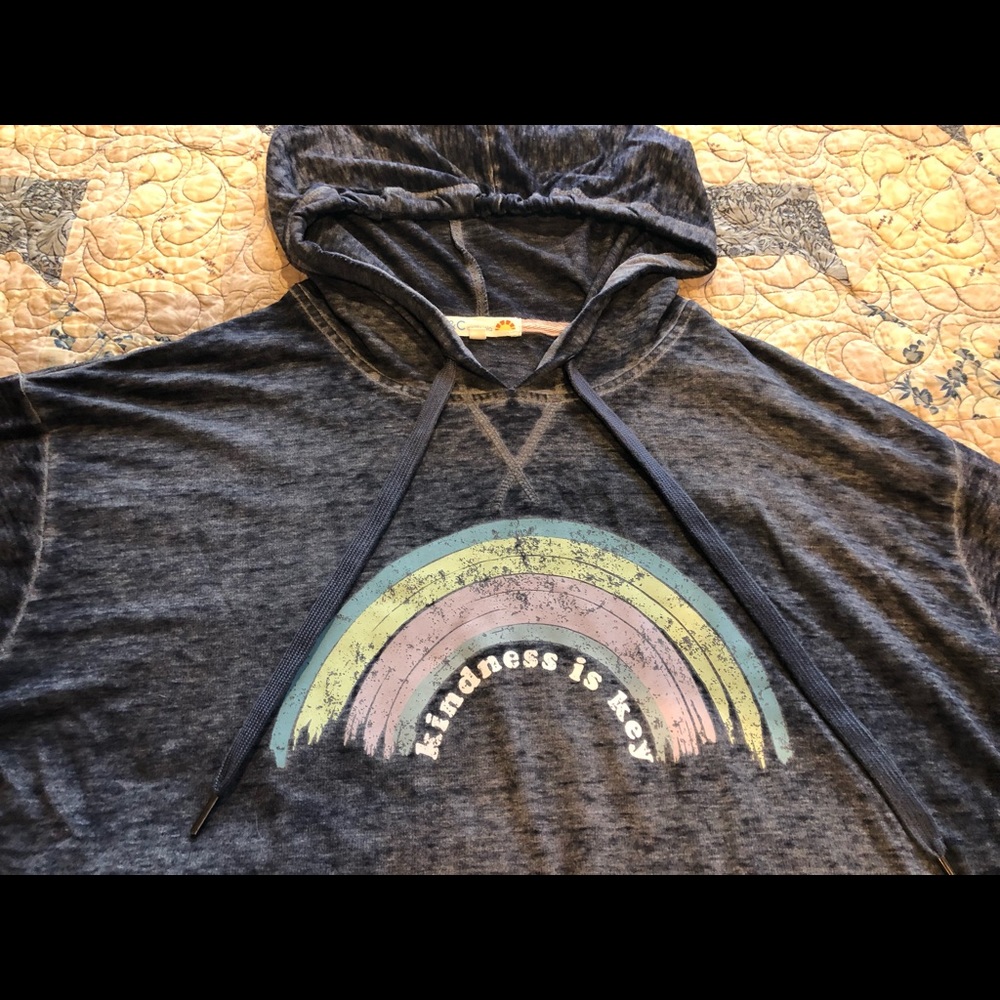 Womens Lightweight Hoodie Sz Large Rainbow